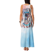 Skull Girl Family Matching Tank Maxi Dress and Hawaiian Shirt Never Fck Given - Wonder Print Shop