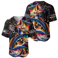 Peacock Bass Fishing Baseball Jersey Waves Art