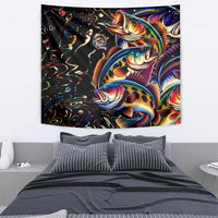 Peacock Bass Fishing Tapestry Waves Art