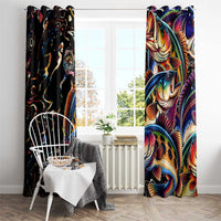 Peacock Bass Fishing Window Curtain Waves Art