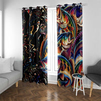 Peacock Bass Fishing Window Curtain Waves Art