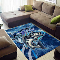 Striped Bass Fishing Area Rug Ocean Waves