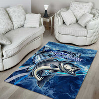 Striped Bass Fishing Area Rug Ocean Waves