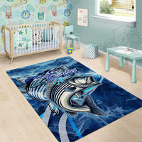 Striped Bass Fishing Area Rug Ocean Waves