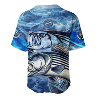 Striped Bass Fishing Baseball Jersey Ocean Waves