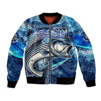 Striped Bass Fishing Bomber Jacket Ocean Waves