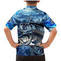 Striped Bass Fishing Family Matching Mermaid Dress and Hawaiian Shirt Ocean Waves