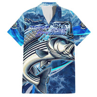 Striped Bass Fishing Family Matching Short Sleeve Bodycon Dress and Hawaiian Shirt Ocean Waves