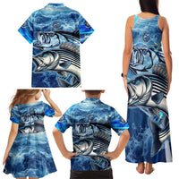 Striped Bass Fishing Family Matching Tank Maxi Dress and Hawaiian Shirt Ocean Waves