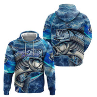 Striped Bass Fishing Hoodie Ocean Waves