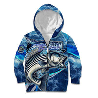 Striped Bass Fishing Kid Hoodie Ocean Waves