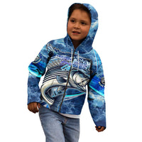 Striped Bass Fishing Kid Hoodie Ocean Waves