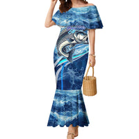 Striped Bass Fishing Mermaid Dress Ocean Waves