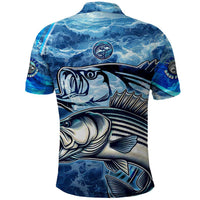 Striped Bass Fishing Polo Shirt Ocean Waves