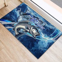 Striped Bass Fishing Rubber Doormat Ocean Waves