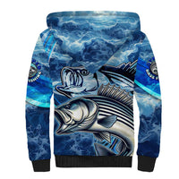 Striped Bass Fishing Sherpa Hoodie Ocean Waves