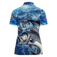 Striped Bass Fishing Women Polo Shirt Ocean Waves