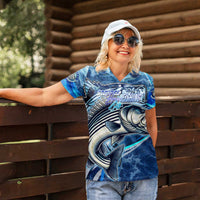 Striped Bass Fishing Women Polo Shirt Ocean Waves