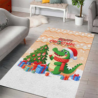 Crocodile Snappy Christmas Area Rug Cute Alligator Holiday Tree Cartoon Design - Wonder Print Shop