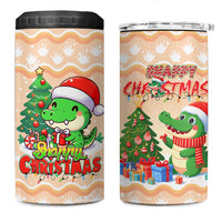 Crocodile Snappy Christmas 4 in 1 Can Cooler Tumbler Cute Alligator Holiday Tree Cartoon Design - Wonder Print Shop
