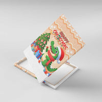 Crocodile Snappy Christmas Canvas Wall Art Cute Alligator Holiday Tree Cartoon Design - Wonder Print Shop