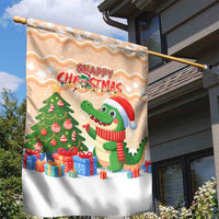 Crocodile Snappy Christmas Garden Flag Cute Alligator Holiday Tree Cartoon Design - Wonder Print Shop