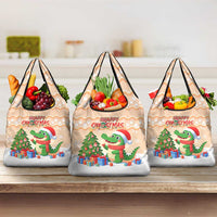 Crocodile Snappy Christmas Grocery Bag Cute Alligator Holiday Tree Cartoon Design - Wonder Print Shop