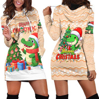 Crocodile Snappy Christmas Hoodie Dress Cute Alligator Holiday Tree Cartoon Design - Wonder Print Shop