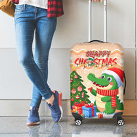 Crocodile Snappy Christmas Luggage Cover Cute Alligator Holiday Tree Cartoon Design - Wonder Print Shop