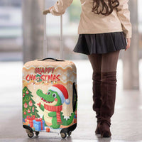 Crocodile Snappy Christmas Luggage Cover Cute Alligator Holiday Tree Cartoon Design - Wonder Print Shop