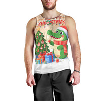 Crocodile Snappy Christmas Men Tank Top Cute Alligator Holiday Tree Cartoon Design - Wonder Print Shop