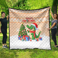 Crocodile Snappy Christmas Quilt Cute Alligator Holiday Tree Cartoon Design - Wonder Print Shop