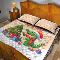 Crocodile Snappy Christmas Quilt Bed Set Cute Alligator Holiday Tree Cartoon Design - Wonder Print Shop
