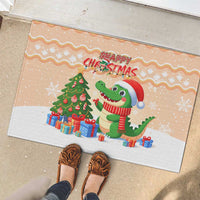 Crocodile Snappy Christmas Rubber Doormat Cute Alligator Holiday Tree Cartoon Design - Wonder Print Shop
