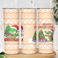 Crocodile Snappy Christmas Skinny Tumbler Cute Alligator Holiday Tree Cartoon Design - Wonder Print Shop