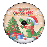Crocodile Snappy Christmas Spare Tire Cover Cute Alligator Holiday Tree Cartoon Design - Wonder Print Shop