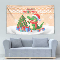 Crocodile Snappy Christmas Tapestry Cute Alligator Holiday Tree Cartoon Design - Wonder Print Shop