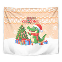Crocodile Snappy Christmas Tapestry Cute Alligator Holiday Tree Cartoon Design - Wonder Print Shop