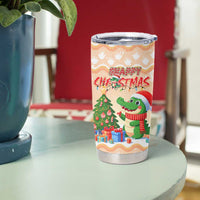 Crocodile Snappy Christmas Tumbler Cup Cute Alligator Holiday Tree Cartoon Design - Wonder Print Shop