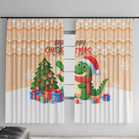 Crocodile Snappy Christmas Window Curtain Cute Alligator Holiday Tree Cartoon Design - Wonder Print Shop