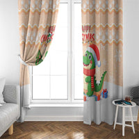 Crocodile Snappy Christmas Window Curtain Cute Alligator Holiday Tree Cartoon Design - Wonder Print Shop