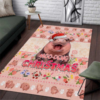 Moodeng Christmas Area Rug Cute Hippo Holiday with Pastel Floral Festive Vibes - Wonder Print Shop