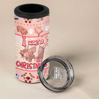 Moodeng Christmas 4 in 1 Can Cooler Tumbler Cute Hippo Holiday with Pastel Floral Festive Vibes - Wonder Print Shop