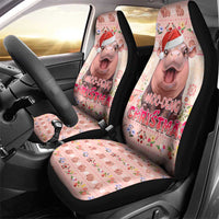 Moodeng Christmas Car Seat Cover Cute Hippo Holiday with Pastel Floral Festive Vibes - Wonder Print Shop