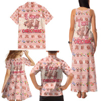 Moodeng Christmas Family Matching Tank Maxi Dress and Hawaiian Shirt Cute Hippo Holiday with Pastel Floral Festive Vibes - Wonder Print Shop