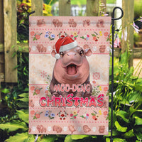 Moodeng Christmas Garden Flag Cute Hippo Holiday with Pastel Floral Festive Vibes - Wonder Print Shop