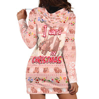 Moodeng Christmas Hoodie Dress Cute Hippo Holiday with Pastel Floral Festive Vibes - Wonder Print Shop