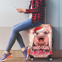 Moodeng Christmas Luggage Cover Cute Hippo Holiday with Pastel Floral Festive Vibes - Wonder Print Shop