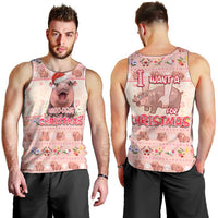 Moodeng Christmas Men Tank Top Cute Hippo Holiday with Pastel Floral Festive Vibes - Wonder Print Shop