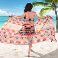Moodeng Christmas Sarong Cute Hippo Holiday with Pastel Floral Festive Vibes - Wonder Print Shop